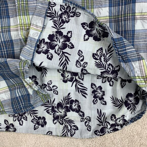 Tommy Bahama Blue Palapa Plaid Size XL Seagrove Floral Button Up - Picture 6 of 14